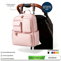 Sac à dos à langer en nylon avec poche isotherme, grande capacité, sac à langer pour bébé, fermeture éclair