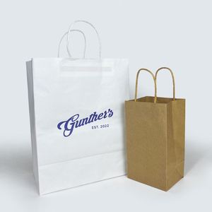 Bolsa de Papel Kraft Reciclable ZJPACK con Logotipo Personalizado, Bolsa de Papel para Comida con Asa, Bolsa para Llevar - Product Image 1