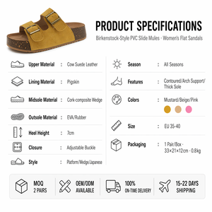 Sandalias de Plataforma con Cuña de Ante Vacuno para Mujer, Diseño Personalizado OEM, Tacón de 7 cm, Estilo Japonés, Punta Abierta, Suela de <span class=keywords><strong>EVA</strong></span>, para Playa, Verano, Fábrica China - Product Image 2