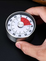 Edelstahl Mechanischer Wecker Timer mit Magnetfunktion Festzeitfunktion und Countdown Ohne Batterie
