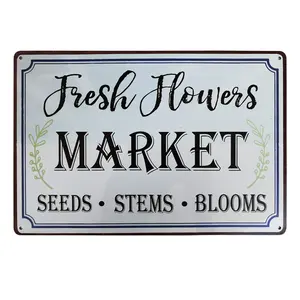 乡村农舍金属庭院标志花卉和市场灵感的地址桩-易于安装的家庭和花园装饰