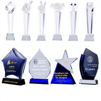 Trophée en cristal personnalisable avec plaque, récompenses pour concours scolaires d'enfants, trophées en quartz transparent, médailles à cinq branches
