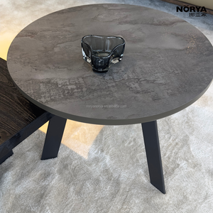 NORYA Modern Round Side <strong>Table</strong> Durable HPL Top with Elegant <strong>Black</strong> Metal Base <strong>Small</strong> Coffee <strong>Table</strong> for Living Room \u0026 Bedroom - Product Image 1