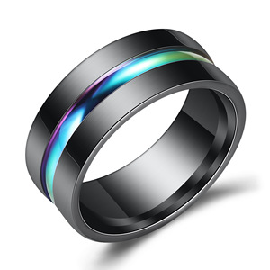 Bague de guerrier noire 8MM en acier inoxydable géométrique pour homme, bague de mode entrelacée de couleur noire, bijou cadeau - Product Image 1