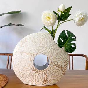 <span class=keywords><strong>Vaso</strong></span> unico di alta qualità in rilievo astratto toppa rotonda Wabi-sabi Design Shell <span class=keywords><strong>vaso</strong></span> <span class=keywords><strong>per</strong></span> la decorazione della casa - Product Image 1