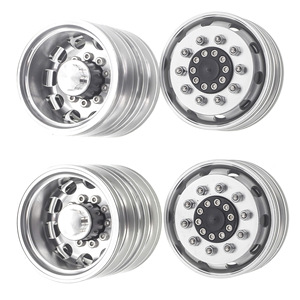 EParthub Modèle de <span class=keywords><strong>voiture</strong></span> <span class=keywords><strong>1</strong></span>/14 <span class=keywords><strong>Tamiya</strong></span> Tracteur CN _*-C Roues métalliques pour boue, roues avant et roues arrière (une paire) - Product Image 2