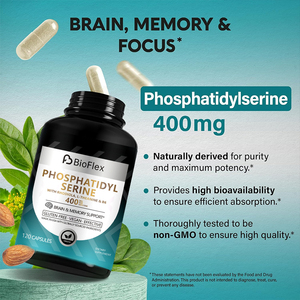 Capsule di Fosfatidilserina 400mg 120pz, Capsule di Glicinato di Magnesio e Vitamina B6, Integratore Alimentare Nootropico per la Salute Cerebrale OEM - Product Image 6