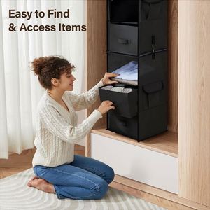 <b>Wardrobe</b> Nursery Baby Clothes Organizer Black Hanging Closet Storage Shelf - Product Image 6