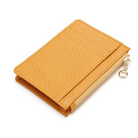 [Style on Bag] Dompet Lipat Dua Kulit Asli Wanita-LIZDAYS Dompet Ringkas Portabel dengan Tempat Kartu & Penutup Kancing-Hijau Tua