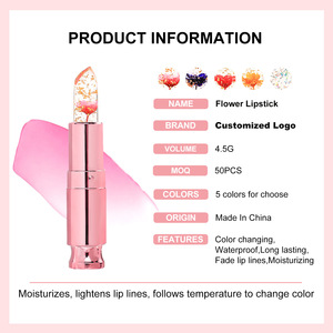 Lápiz Labial con Diseño Floral Personalizado en Tubo Transparente, Cambia de Color, Hidratante, Bálsamo Labial Natural, Maquillaje Labial al por Mayor, OEM - Product Image 2