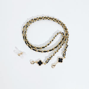 Design à la mode fleur métal <span class=keywords><strong>lunettes</strong></span> chaîne corde <span class=keywords><strong>lunettes</strong></span> accessoires femmes Pu cuir <span class=keywords><strong>lunettes</strong></span> de soleil <span class=keywords><strong>cordon</strong></span> - Product Image 2