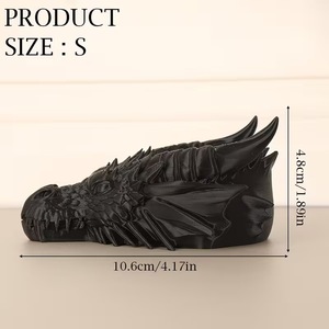 Black Wind Dragon Head Jewelry Storage Tray 3D Gothic Dark Style Desktop Ornament Home Decor Candle Holder - Product Image 3