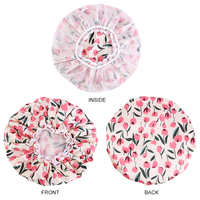 Bonnets de Douche en Satin Grande Taille Haut de Gamme pour Femmes, Bonnets de Bain Imperméables Double Couche