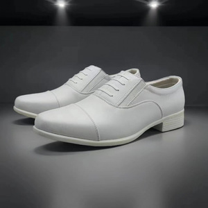 White Leather <b>Dress</b> Shoes <b>Men</b> Formal Wedding Oxfords Lace Up Classic Style Business Wear - Product Image 3