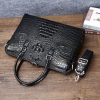 Nouvelle sacoche pour homme à motif crocodile, grande capacité, sac à documents, sac pour ordinateur portable, sac bandoulière pour homme