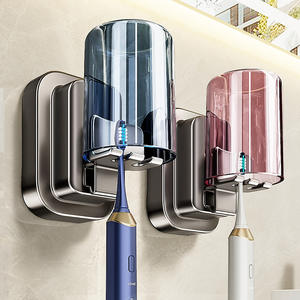 Soporte moderno para cepillos de dientes con ventosa, estante de almacenamiento rectangular montado en la pared sin taladro para baño, fácil de limpiar - Product Image 3