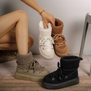 <span class=keywords><strong>Botas</strong></span> de Nieve para Mujer, con Suela Gruesa, para Otoño e Invierno, con Cordones Cruzados, Talla Grande, Cálidas - Product Image 1