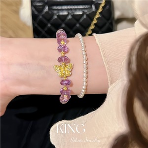 สร้อยข้อมืออเมทิสต์และผีเสื้อสีทอง เงินแท้ S925 ชุบทอง เครื่องประดับสำหรับผู้หญิง สวมใส่ได้ทุกวัน - Product Image 5