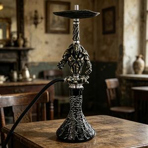 Moderno Set de Fumar Shisha/Hookah de Acero Inoxidable con Acabado en Laca Negra y Base Esculpida, Ideal para Regalo o Uso en Bares - Product Image 6