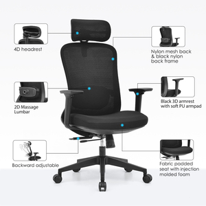 Mesa de Computadora para Oficina, Silla Ergonómica Moderna de Malla, Silla de Oficina Eléctrica con Masaje y Reposabrazos Ajustables, Muebles de Oficina - Product Image 3