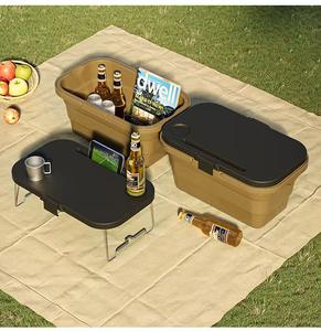 Cesta Plegable para Glamping al Aire Libre - Cubo de Almacenamiento Multifuncional con Mini Mesa Desmontable para Picnics y <span class=keywords><strong>Viajes</strong></span> - Product Image 4