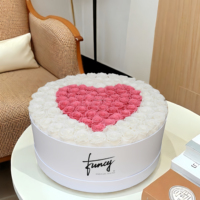 100 Mawar Alami Abadi Selamanya Bunga Awet dalam Kotak Bulat Tanaman Abadi Hadiah Valentine Logo Kustom Kemasan Grosir
