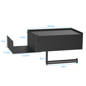 Portarotolo da Bagno in Acciaio Inox da Parete <span class=keywords><strong>con</strong></span> <span class=keywords><strong>Mensola</strong></span> <span class=keywords><strong>Porta</strong></span> <span class=keywords><strong>Salviette</strong></span> Umidificate - Product Image 2