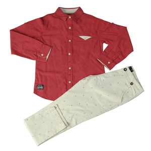 Ensemble de Vêtements pour Garçons en Gros Tissu de Coton de Qualité Chemise et Pantalon pour Enfants pour le Printemps et l'Été Motif Uni - Product Image 5