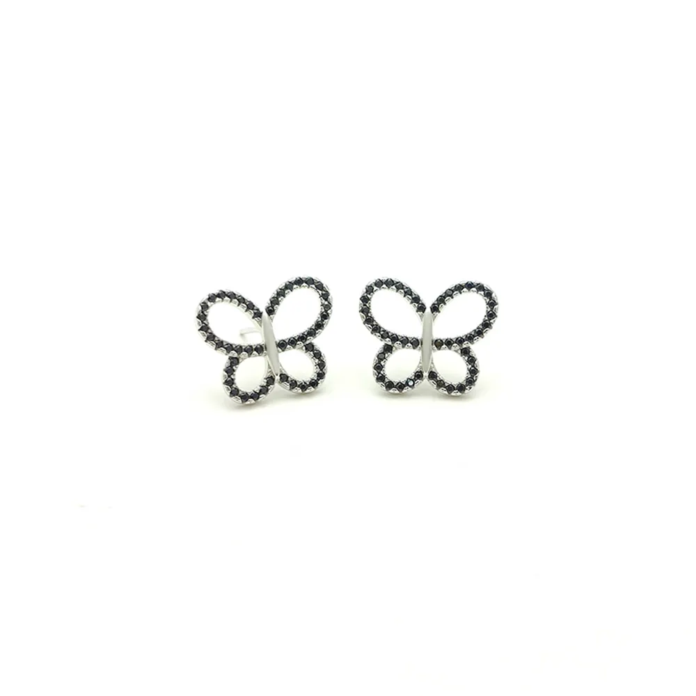Boucles d'oreilles minimalisme 925 argent Sterling creux Zircon papillon boucles d'oreilles pour femmes bijoux fins cadeau