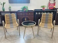 Fauteuil de jardin en rotin PE pour extérieur, chaise de salle à manger en osier avec structure en aluminium, chaise en rotin pour balcon et restaurant