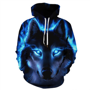 Felpa con Cappuccio da Uomo con Stampa 3D di Lupo, 100% Poliestere, Pullover Streetwear per Stampa Personalizzata - Product Image 3