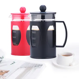 Hot Sale Qualität Roter Kunststoff 350ml 600 ml Kaffee kolben French Press Custom Logo