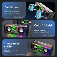 Nouveau Haut-parleur Portable Bluetooth 5.3 Extérieur Transparent à Double Pavillon, Caisson de Basses Méca Sans Fil avec Éclairage LED RGB