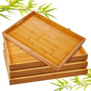 Plateau à thé rectangulaire en bambou, plateau de service en bois massif pour service à thé Kung Fu, couleur naturelle, style simple, usage domestique - Product Image 5