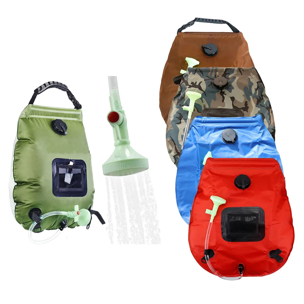 Bolsa de baño de calefacción para acampada y playa, bolsa de ducha Solar portátil, suministro de agua caliente, verde militar, rojo, Camuflaje