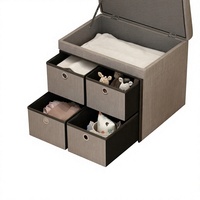 Pouf de rangement en tissu personnalisé avec 4 tiroirs, assise rembourrée, bac de rangement rectangulaire pour chambre et entrée