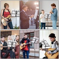 Custom Portable Height Adjustable Aluminum Metal Foldable Music Stand for Sheet Music Note Book with Bag