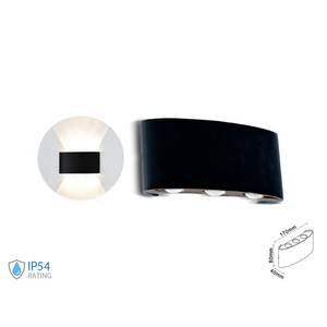 Applique LED 6W Luce Neutra 4000K Alloggiamento Nero Illuminazione Doppia Su-Giù IP54 SKU-218616 Impermeabile Colore Bianco Caldo Lampade da Parete - Product Image 1
