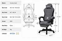 Chaise de Gaming Ergonomique en Maille avec Appui-tête et Support Lombaire, Relevage à Gaz 3 Positions, Inclinaison Multi-Angles - Chaise Pivotante de Bureau/Travail pour la Maison