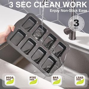 MIXWARES 8-Cavity Non-Stick Oven Safe Loaf Baking Pans Tiny Banana Bread &amp; Heavy Duty Carbon Steel <strong>Brownie</strong> <strong>Tin</strong> Dark Grey - Product Image 4