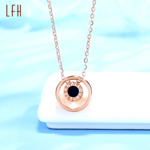 Wholesale 18k Real Pure <b>Rose</b> <b>Gold</b> Round Shell White Black 2 Side <b>Pendant</b> Necklace Saudi <b>Gold</b> Jewelry Pawnable 18k Real 18k <b>Gold</b> - Product Image 2