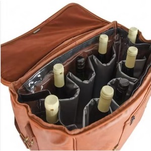 Bolsa de transporte de botellas de yute para 6 botellas de vino o cerveza, impermeable, de cuero PU, para pícnic al aire libre, muestra gratuita. - Product Image 1