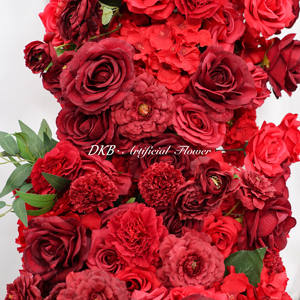 ดอกกุหลาบผ้าไหมเทียมสีแดงเบอร์กันดีดีไซน์ใหม่จาก DKB พร้อมที่จับโฟมสำหรับตกแต่งงานแต่งงาน - Product Image 2