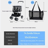 Poussette pliable pour animaux de compagnie PAIPET, pliage à une touche, poussette pour chien et chat avec panier amovible à double couche pour les voyages