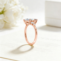 Fabricant OEM de bijoux en gros, ensemble de bagues de fiançailles et de mariage en argent sterling 925 avec moissanite taille marquise 2 carats, sur mesure