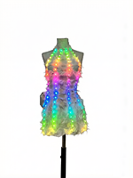 Robe blanche sexy pour soirée, costume LED, tenue de boîte de nuit, robe de spectacle de danse