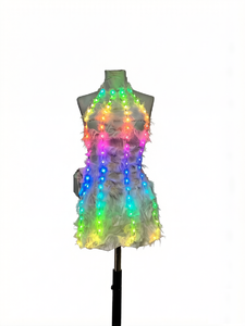 <span class=keywords><strong>Abito</strong></span> Bianco da Festa Sexy con LED, Costume <span class=keywords><strong>per</strong></span> Night Club, Vestito <span class=keywords><strong>per</strong></span> Performance di Danza - Product Image 3