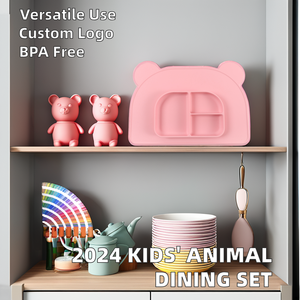 2024 ensemble de vaisselle à diviseur sur le thème des animaux assiette et <span class=keywords><strong>bol</strong></span> à boules pour enfants pour bébé et maman <span class=keywords><strong>papa</strong></span> en boîte pour manger et se nourrir - Product Image 3
