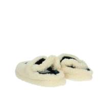 Chaussons d'intérieur chauds et douillets pour filles Mickey Mouse, en peluche beige, avec semelle extérieure en EVA et bout fermé