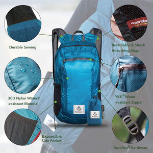 Free sample Lightweight, spacious, and waterproof, this factory-made outdoor foldable <b>backpack</b> features a printed logo - Product Image 3
